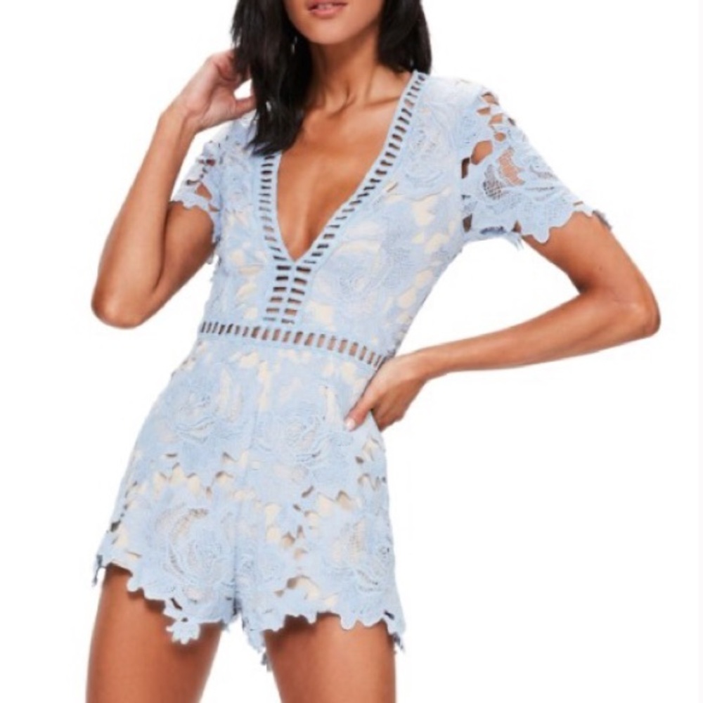 NWOT Missguided blue lace romper from Nordstrom